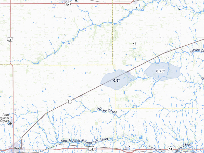 NEXRAD radar-signature map of the hail storm over Turon, KS on Jul 10, 2026