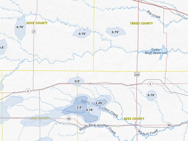 NEXRAD radar-signature map of the hail storm over Utica, KS on Jun 30, 2026