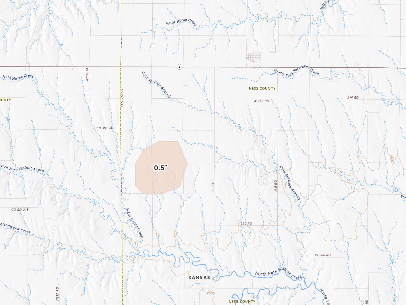 Radar-estimated hail-size map of the storm over Utica, KS