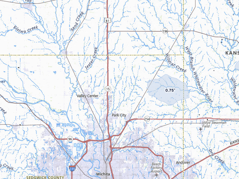 NEXRAD radar-signature map of the hail storm over Valley Center, KS on May 29, 2026