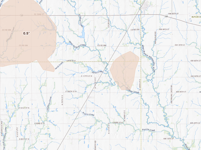 Radar-estimated hail-size map of the storm over Valley Center, KS