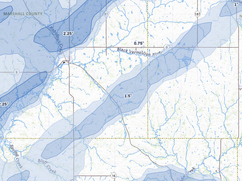 NEXRAD radar-signature map of the hail storm over Vermillion, KS on May 18, 2026