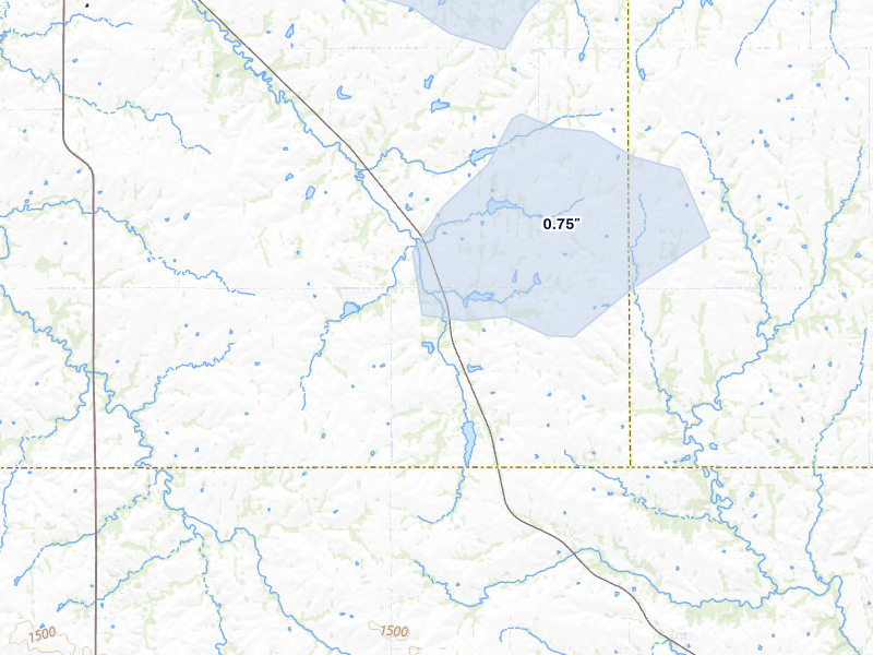 NEXRAD radar-signature map of the hail storm over Vermillion, KS on Jul 3, 2026