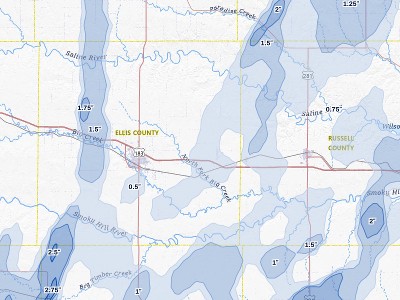 NEXRAD radar-signature map of the hail storm over Victoria, KS on May 30, 2026
