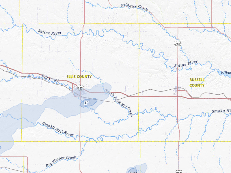 NEXRAD radar-signature map of the hail storm over Victoria, KS on Jun 9, 2026