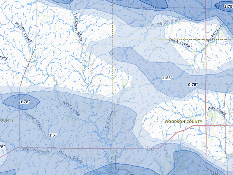 NEXRAD radar-signature map of the hail storm over Virgil, KS on May 31, 2026