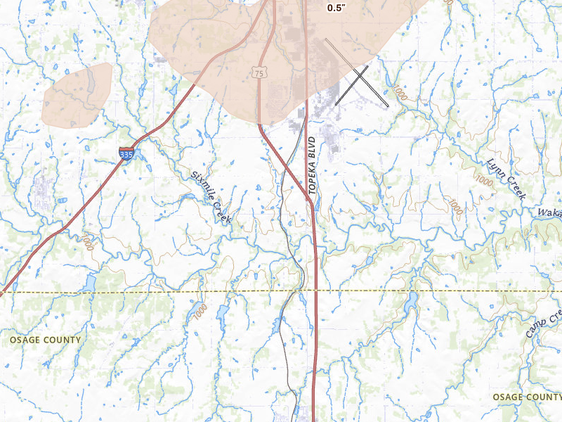 Radar-estimated hail-size map of the storm over Wakarusa, KS on Apr 23, 2026