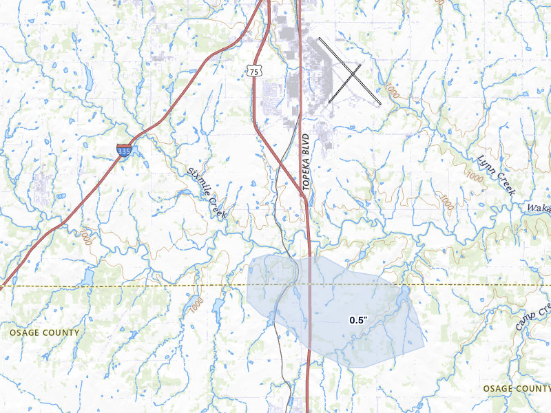NEXRAD radar-signature map of the hail storm over Wakarusa, KS on May 31, 2026