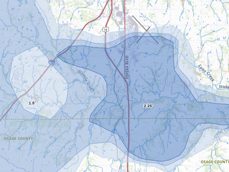 NEXRAD radar-signature map of the hail storm over Wakarusa, KS on Jun 8, 2026