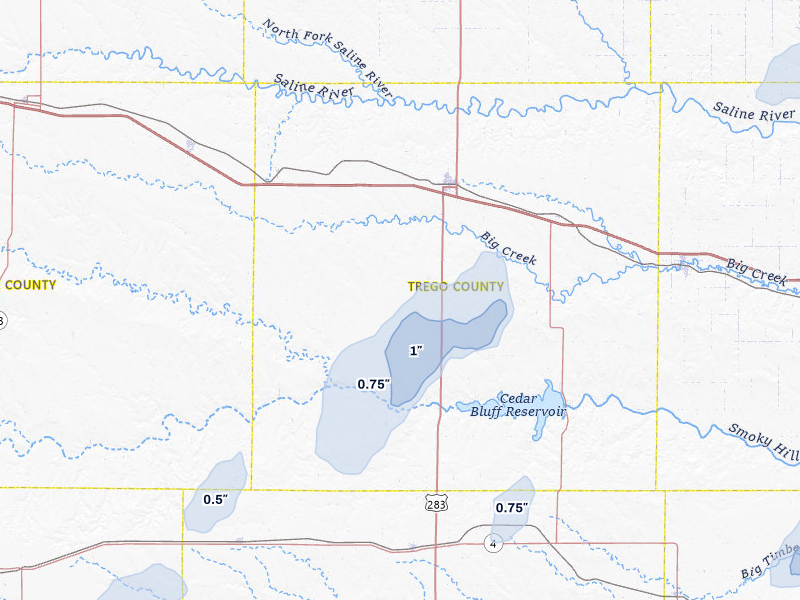 NEXRAD radar-signature map of the hail storm over Wakeeney, KS on Aug 15, 2026