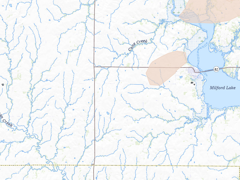 Radar-estimated hail-size map of the storm over Wakefield, KS on Jun 4, 2026