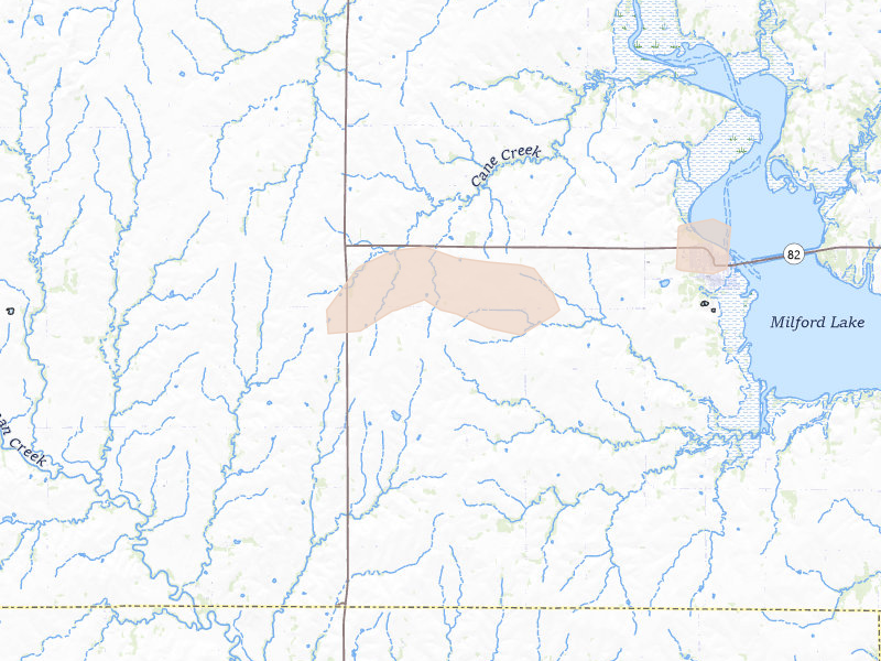 Radar-estimated hail-size map of the storm over Wakefield, KS