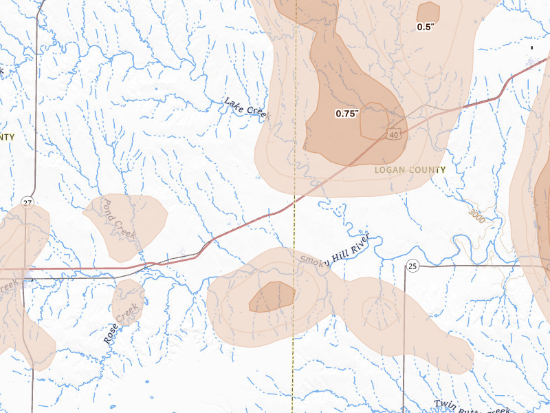 Radar-estimated hail-size map of the storm over Wallace, KS