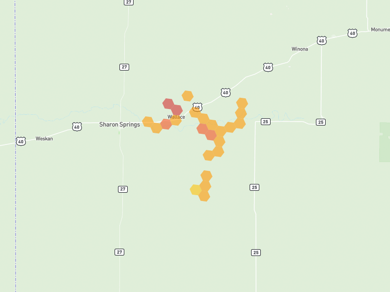Hail map of Wallace, KS on Jun 30, 2026, hail up to 2.5"