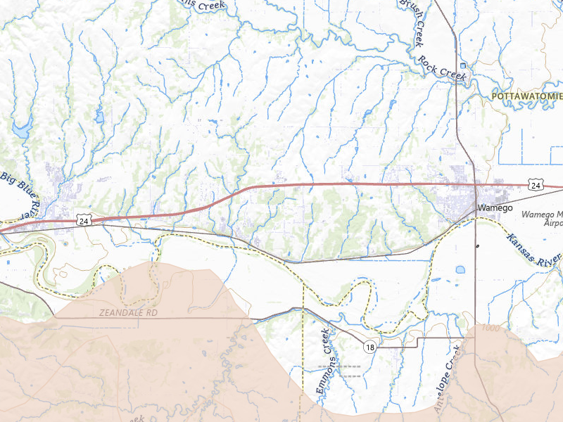 Radar-estimated hail-size map of the storm over Wamego, KS on Apr 26, 2026