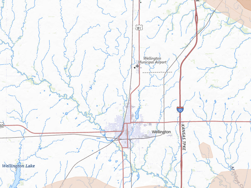 Radar-estimated hail-size map of the storm over Wellington, KS on Jun 18, 2026