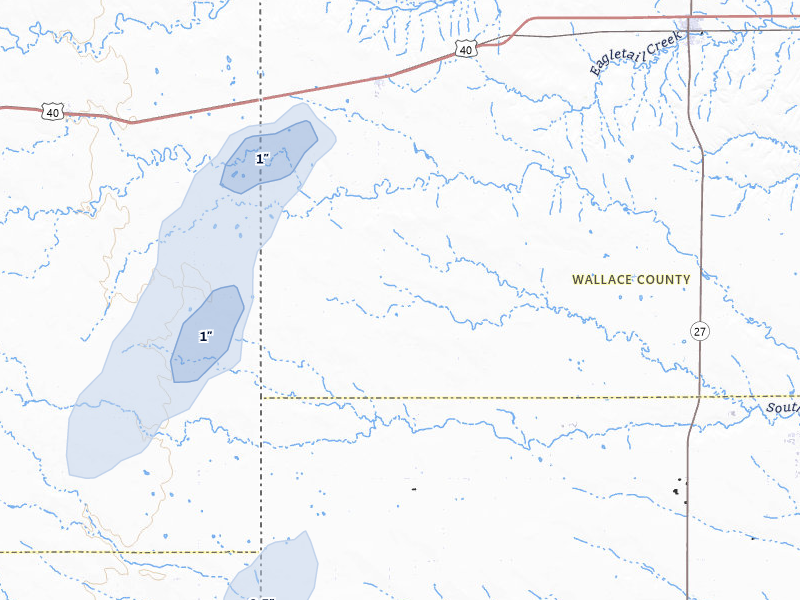 NEXRAD radar-signature map of the hail storm over Weskan, KS on Jul 1, 2026