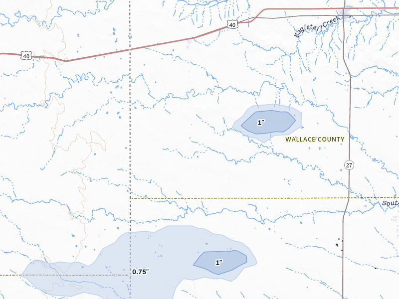 NEXRAD radar-signature map of the hail storm over Weskan, KS on Jul 10, 2026