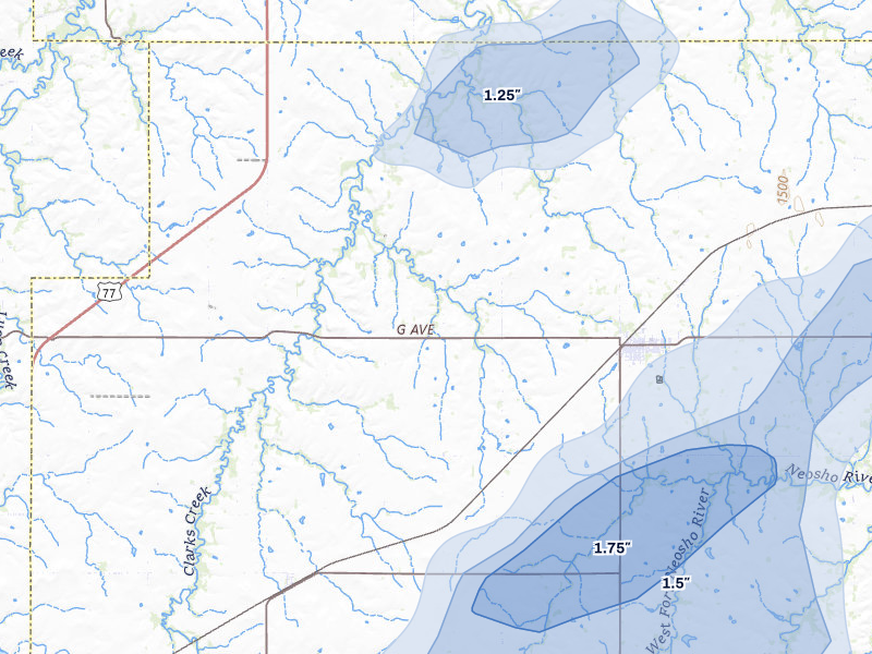 NEXRAD radar-signature map of the hail storm over White City, KS on Mar 6, 2026