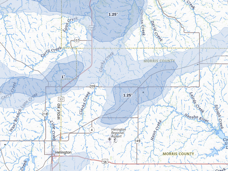 NEXRAD radar-signature map of the hail storm over White City, KS on May 30, 2026