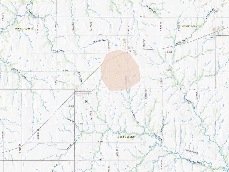 Radar-estimated hail-size map of the storm over White City, KS on Sep 19, 2026