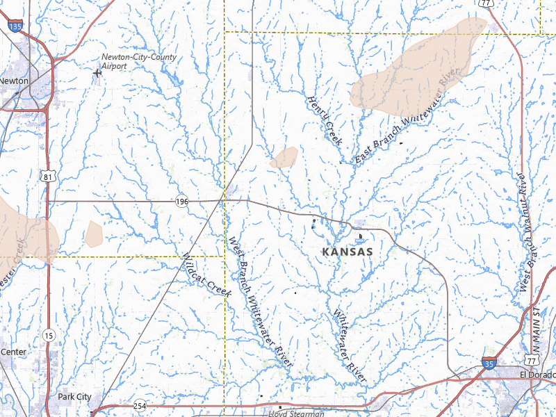 Radar-estimated hail-size map of the storm over Whitewater, KS on Apr 11, 2026