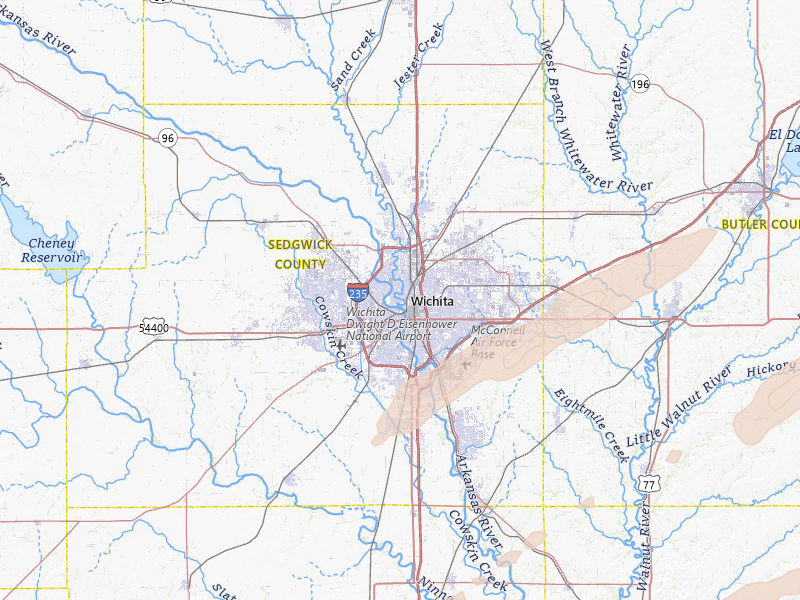 Radar-estimated hail-size map of the storm over Wichita, KS on Apr 3, 2026