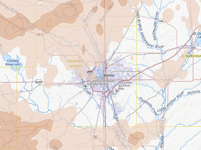 Radar-estimated hail-size map of the storm over Wichita, KS on May 18, 2026