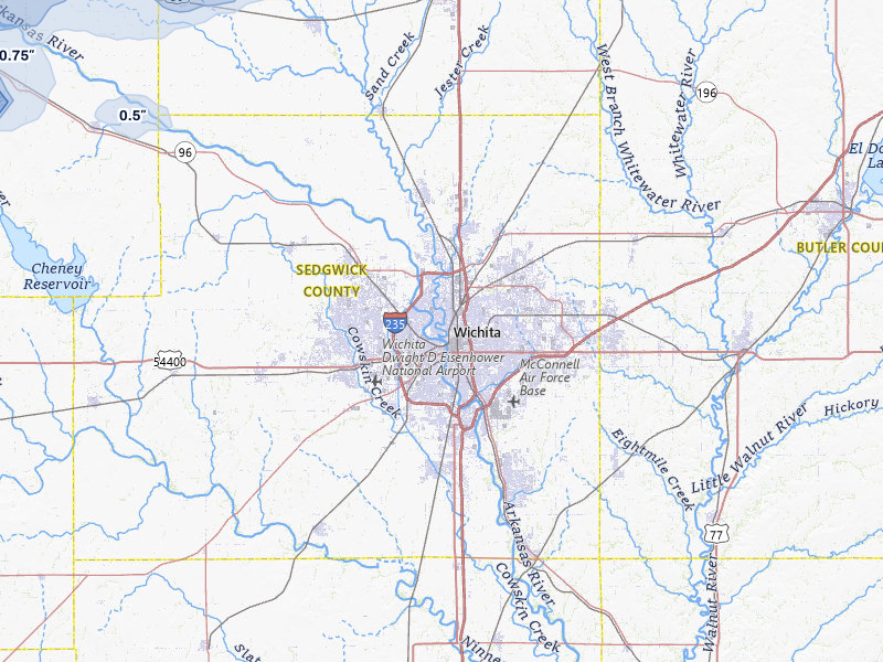 NEXRAD radar-signature map of the hail storm over Wichita, KS on May 18, 2026