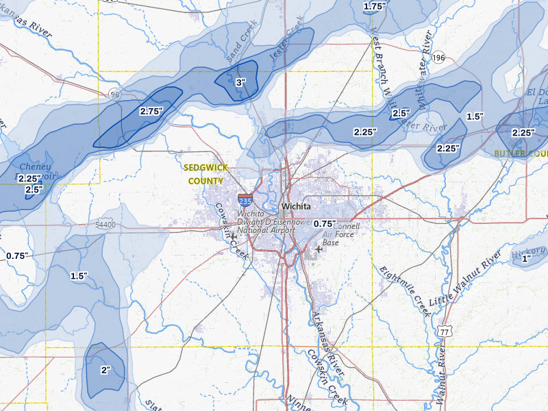 NEXRAD radar-signature map of the hail storm over Wichita, KS on May 30, 2026