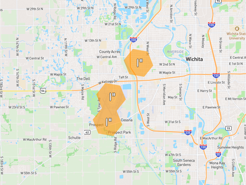 Hail map of Wichita, KS on Jun 4, 2026, hail up to 1"