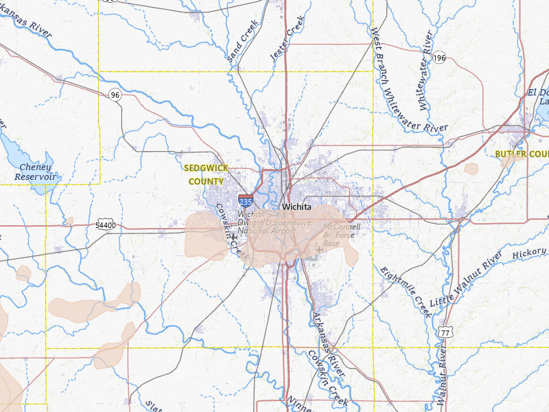 Radar-estimated hail-size map of the storm over Wichita, KS