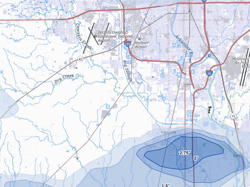 NEXRAD radar-signature map of the hail storm over Wichita, KS on Aug 6, 2026