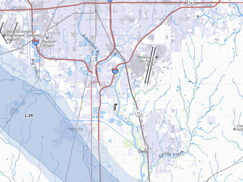 NEXRAD radar-signature map of the hail storm over Wichita, KS on Aug 20, 2026