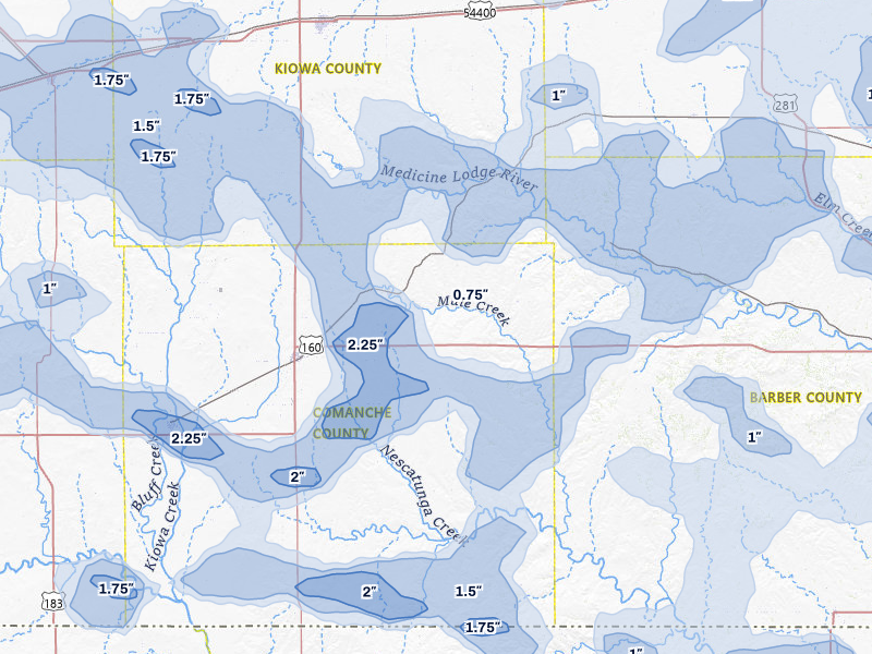 NEXRAD radar-signature map of the hail storm over Wilmore, KS on Jun 1, 2026
