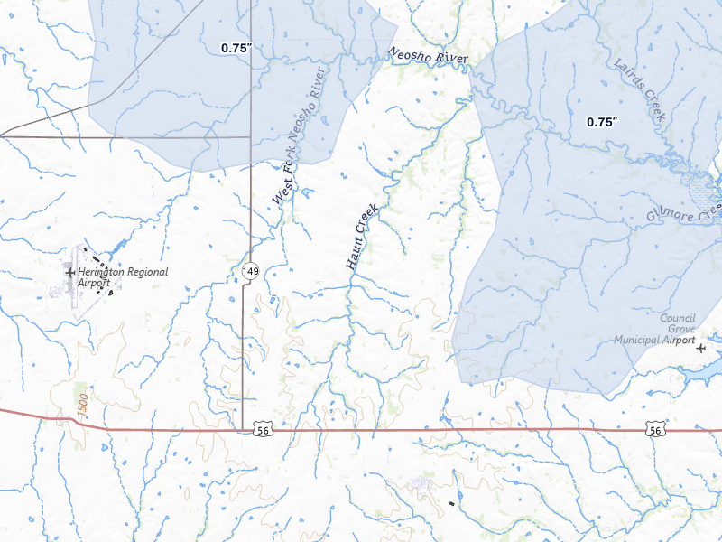 NEXRAD radar-signature map of the hail storm over Wilsey, KS on May 17, 2026
