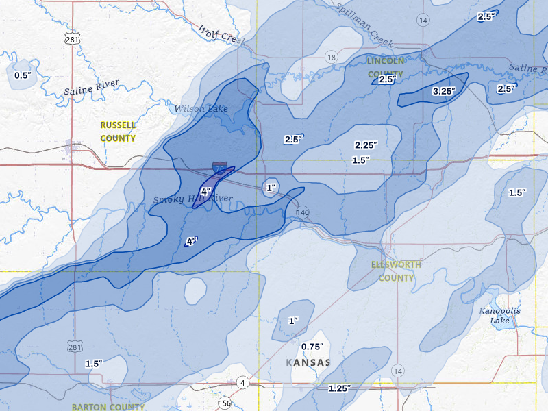 NEXRAD radar-signature map of the hail storm over Wilson, KS on May 17, 2026