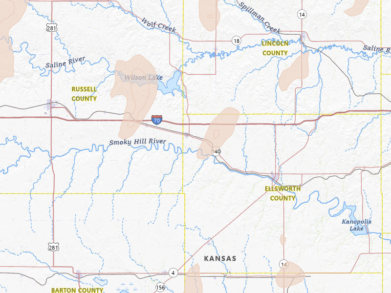 Radar-estimated hail-size map of the storm over Wilson, KS on May 29, 2026