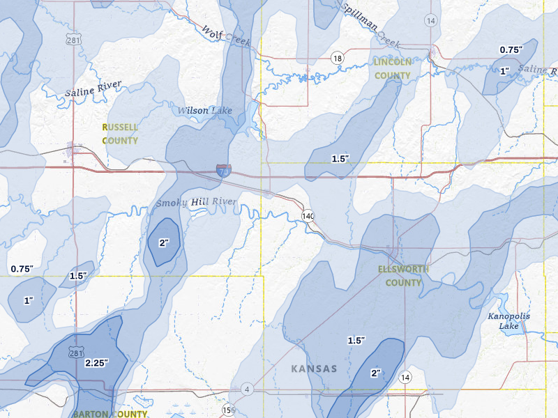 NEXRAD radar-signature map of the hail storm over Wilson, KS on May 30, 2026