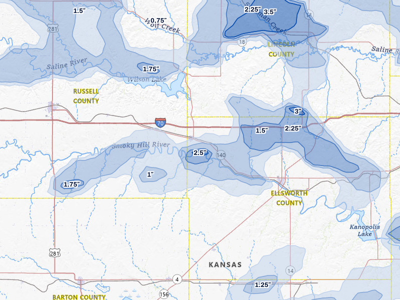 NEXRAD radar-signature map of the hail storm over Wilson, KS on Jun 8, 2026