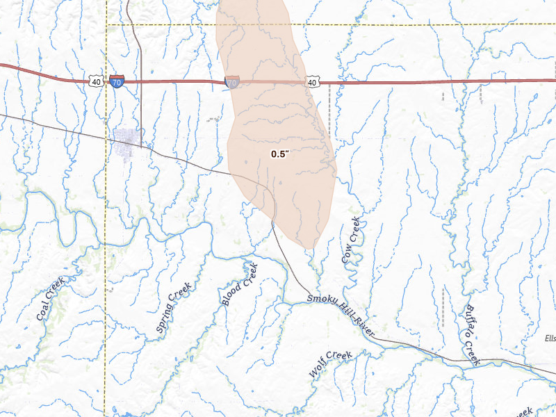 Radar-estimated hail-size map of the storm over Wilson, KS