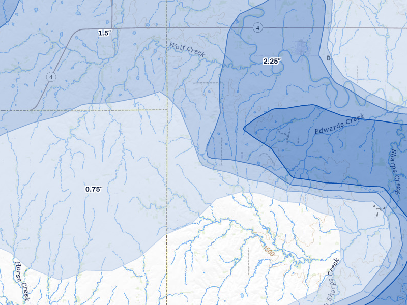 NEXRAD radar-signature map of the hail over Windom, KS