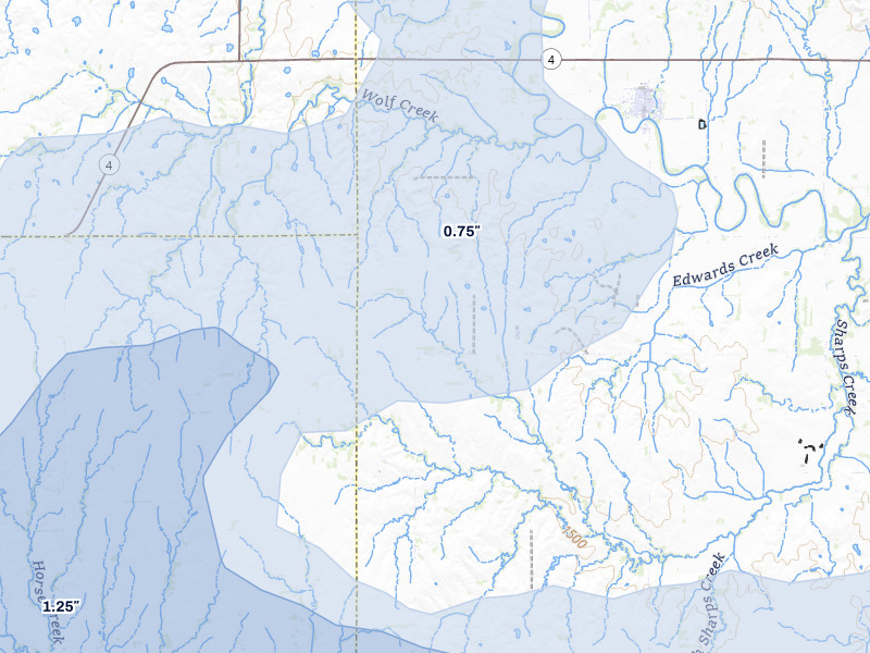 NEXRAD radar-signature map of the hail storm over Windom, KS on Jun 8, 2026