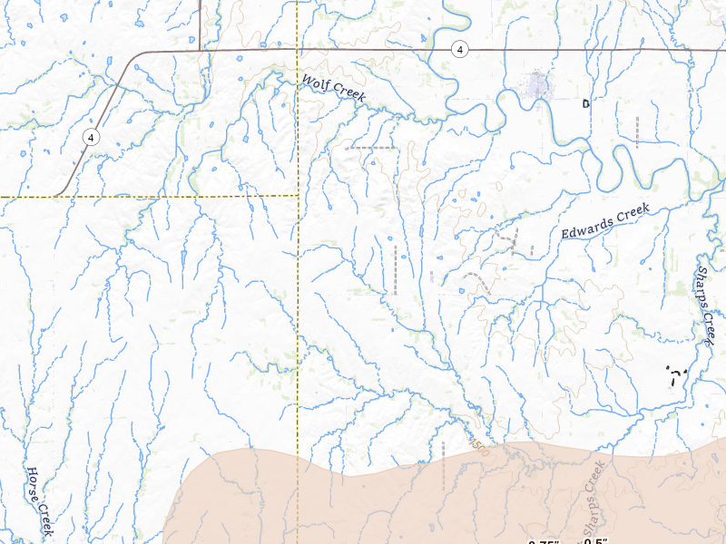 Radar-estimated hail-size map of the storm over Windom, KS on Jul 9, 2026