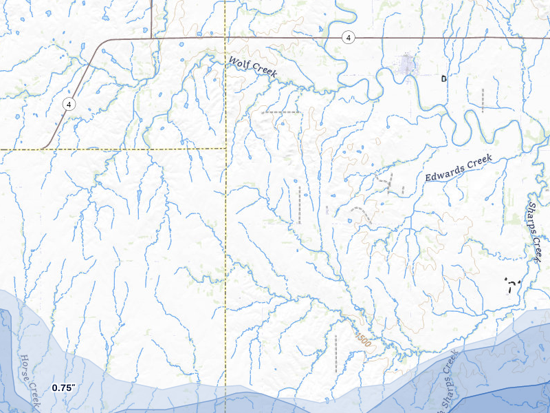 NEXRAD radar-signature map of the hail storm over Windom, KS on Jul 9, 2026