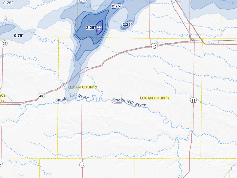 NEXRAD radar-signature map of the hail storm over Winona, KS on May 16, 2026