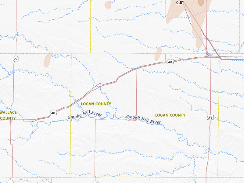 Radar-estimated hail-size map of the storm over Winona, KS on May 29, 2026