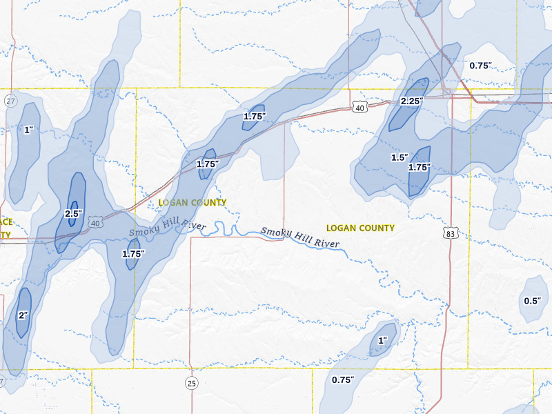 NEXRAD radar-signature map of the hail storm over Winona, KS on Jun 30, 2026