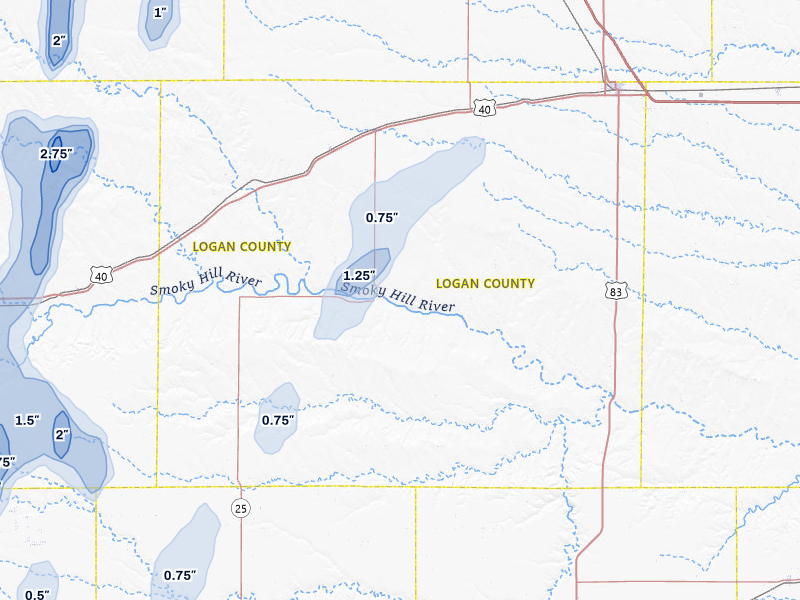 NEXRAD radar-signature map of the hail storm over Winona, KS on Aug 14, 2026