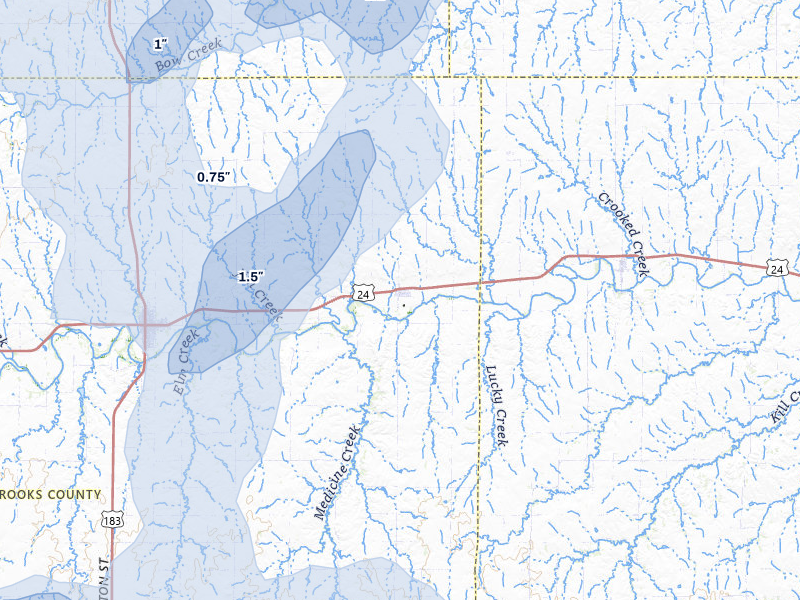 NEXRAD radar-signature map of the hail storm over Woodston, KS on May 16, 2026